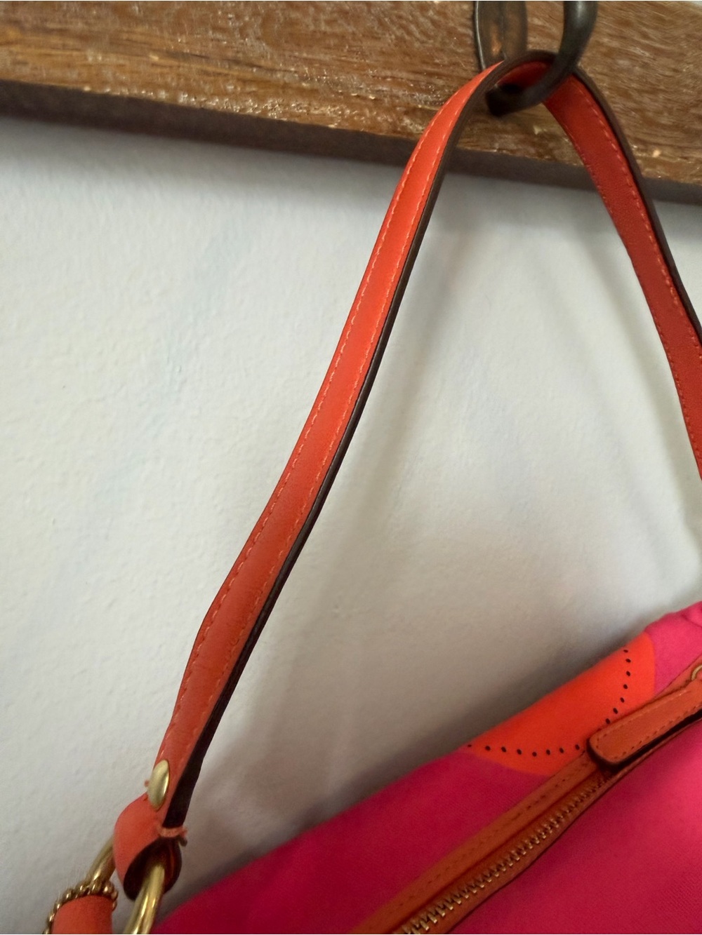 RARE Y2K Coach Bonnie Cashin Carry Kisslock Mini Shoulder Bag Pink Orange 42583 - Picture 9 of 16